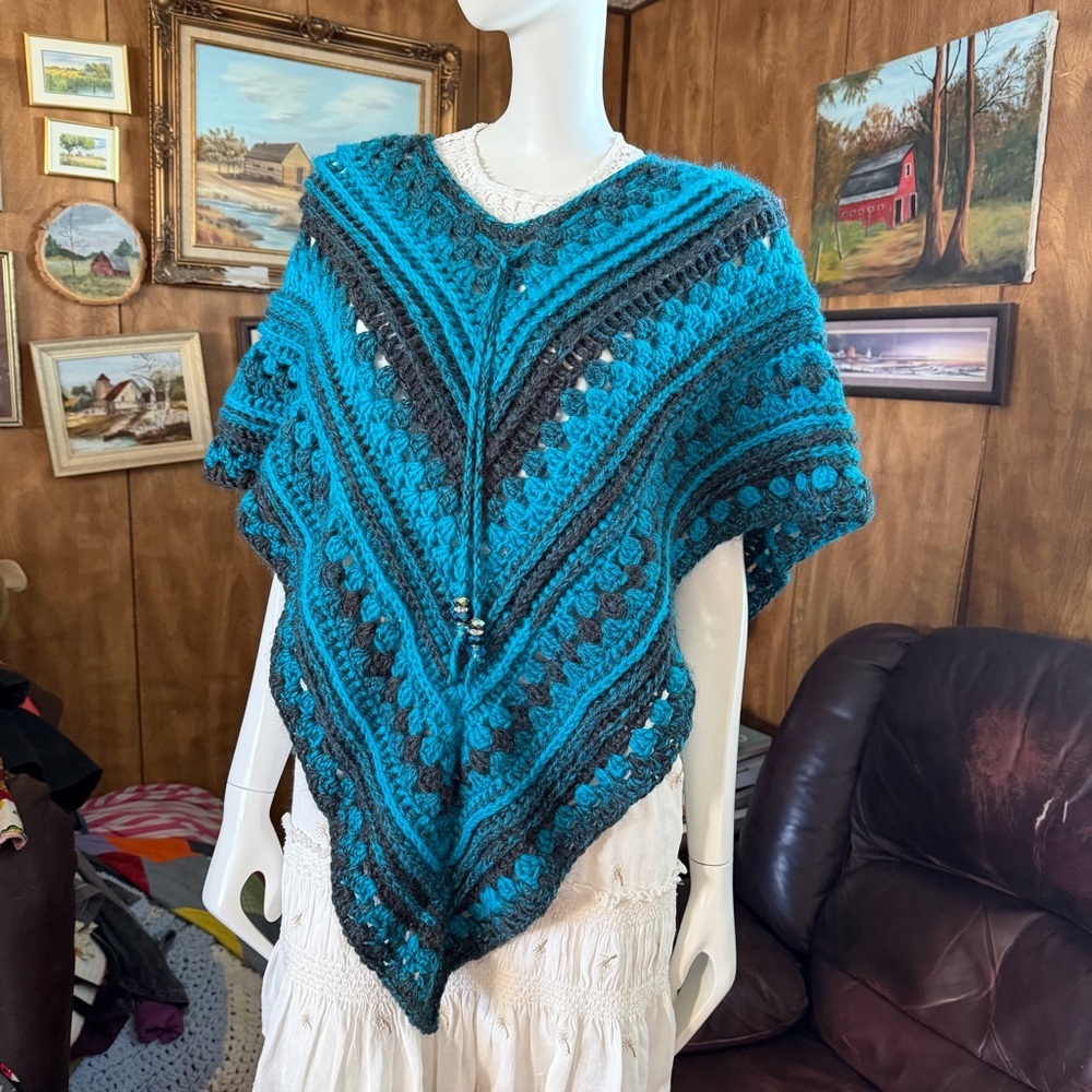 Handmade Boho Knit Pullover Wrap